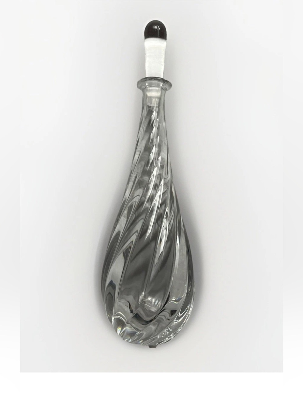 VTG Heavy Crystal Designer / Artisan Signed Swirl Wine Decanter W/ Stopper 13”